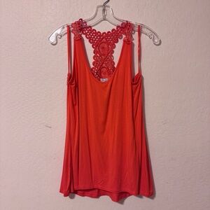 Cache Red Lace Detail Tank Top